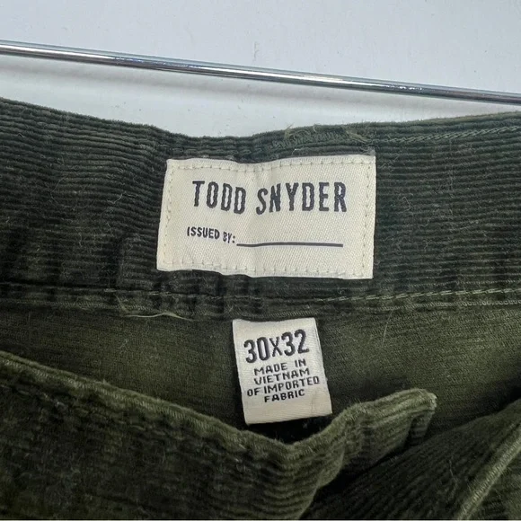 TODD SNYDER | Men’s Slim Fit Green Corduroy Pants Olive Stretch 30x32 - Picture 9 of 13